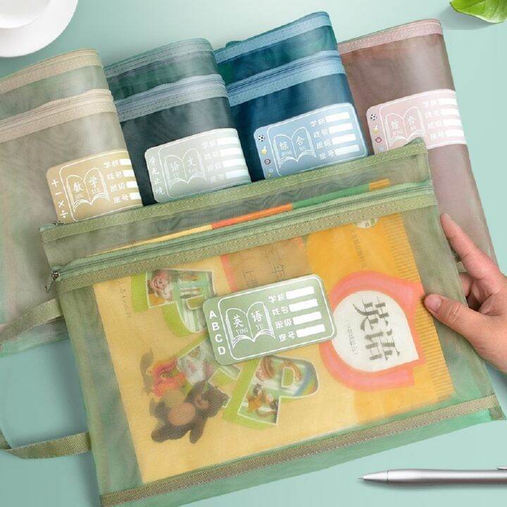 Transparent Mesh Storage Bag Document Bag Examination Paper Textbook ...