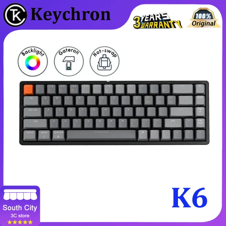 Keychron K6 68 Kunci Bluetooth USB Keyboard Mekanis Komputer, Sakelar ...