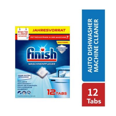 [เก็บโค้ดส่งฟรี] Finish In Wash Dishwasher Machine Cleaner 12tabs ฟินิช ก้อนล้างเครื่องล้างจานอัตโนมัติ​ Cleans Hidden Grease Grime 12ก้อน