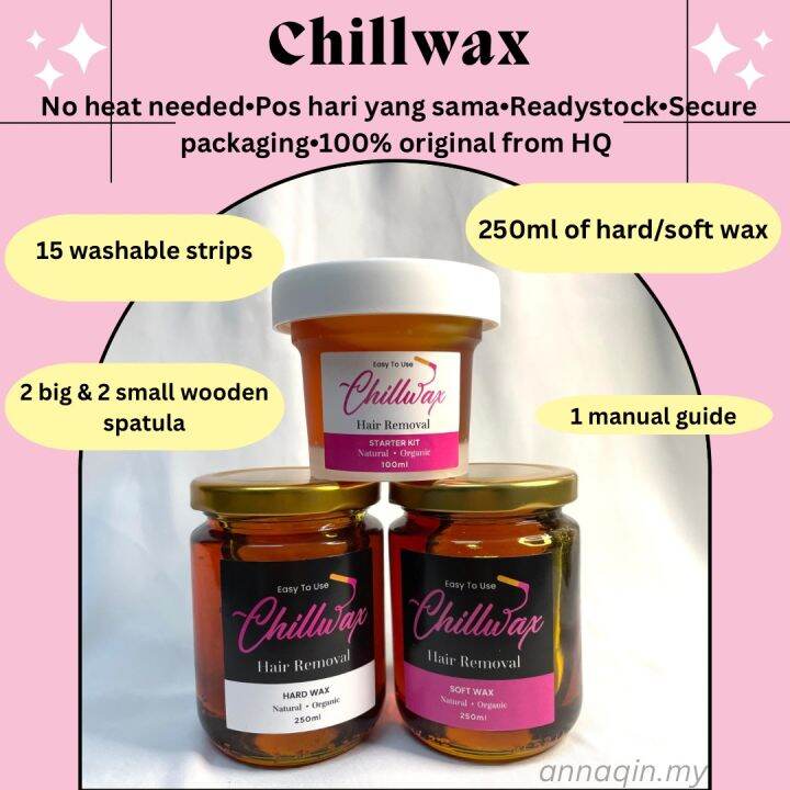 Chillwax hair removal wax Hard wax 250ml sugar wax 100 organic natural
