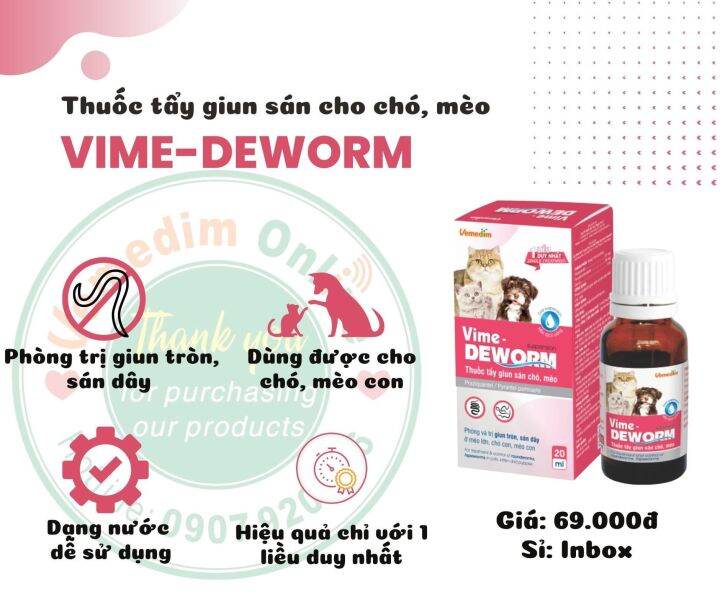 VIME-DEWORM_Thuốc Tẩy Giun Sán Cho Chó, Mèo Dạng Nước | Lazada.vn