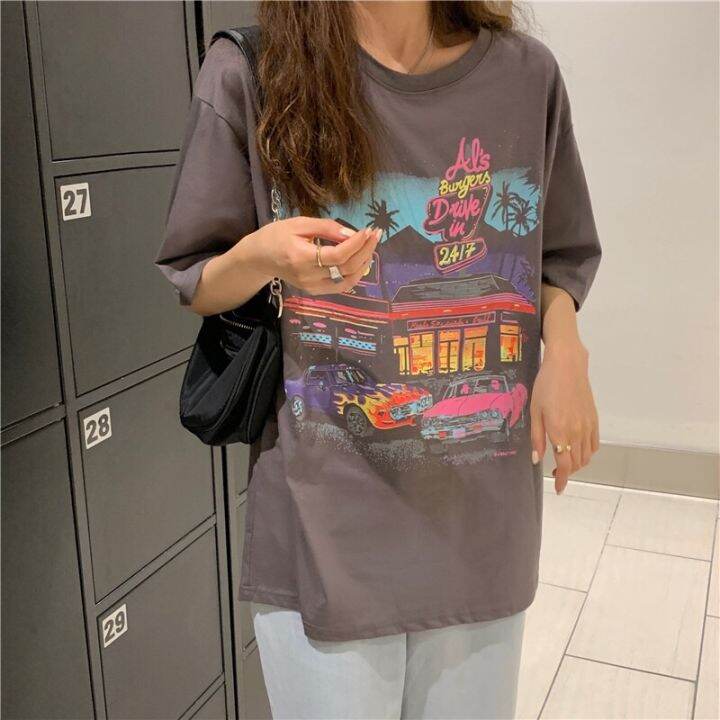 พร้อมส่ง-เสื้อยืดทรงoversize-ลายวินเทล-no-226