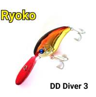 เหยื่อปลั๊กดำลึก Ryoko DD Diver 3 เหยื่อตีจิบ ตีแม่คอก แอคชั่นสวยๆ เบ็ดเเข็ง 4x