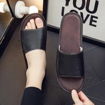 Pure leather store slippers for mens