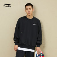 LI-NING เสื้อสเวตเตอร์สำหรับผู้ชายและผู้หญิงชุดสเก็ตบอร์ดแขนยาวคอกลมทรงหลวมแบบใหม่จากเว็บไซต์ทางการชุดกีฬาฤดูใบไม้ผลิและฤดูใบไม้ร่วงสำหรับคู่รัก