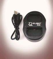 Dual Charger for LP-E6 Battery for With Micro USB Cable แท่นชาร์จแบตกล้องแบบคู่ ชาร์จทีละ2ก้อน (0226)