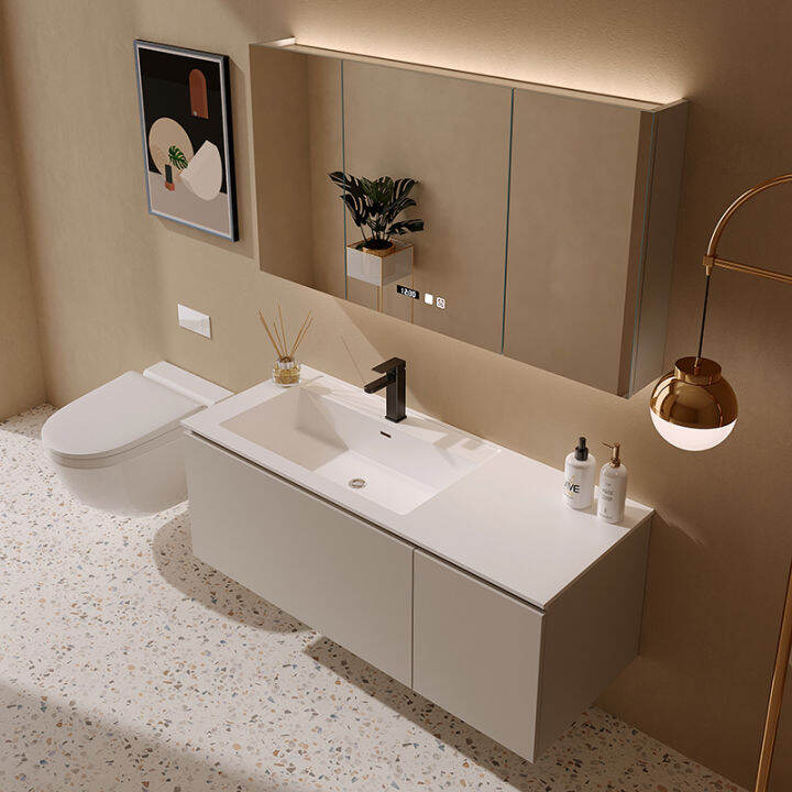Light Luxury Skin Feeling Rock Integrated Bathroom Combination