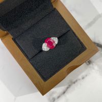 Ruby Diamond Ring แหวนเพชรทับทิม ทับทิมแท้สีแดงอมชมพู ประดับเพชรแท้ ตัวเรือนทองขาว18k