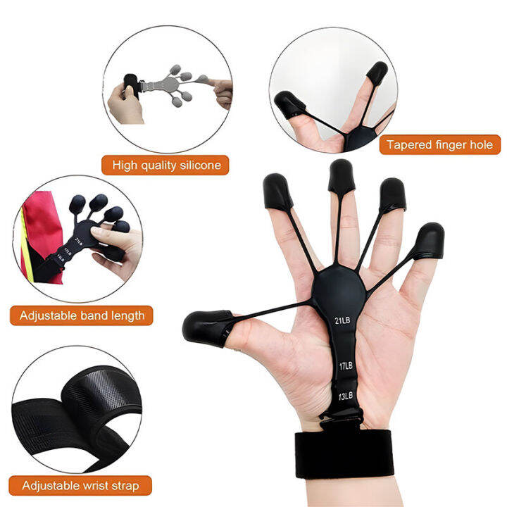 Finger Strength Trainer Silicone Hand Grip Strengthener 6 Resistant