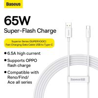 สายชาร์จ OPPO ชาร์จเร็ว Super VOOC Baseus Supervooc PD65W USB To Type C Cables 6.5A Fast Charging Smart Phone Data Cable For OPPO Realme One Plus Xiaomi Charger