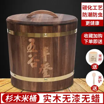 Food Savers & Storage Containers Solid wood sealed rice barrel