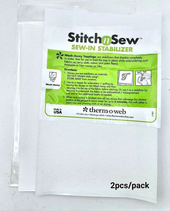 Stitch N Sew Wash Away Sew In Stabilizer Magic Paper (2pcs/pack) Water