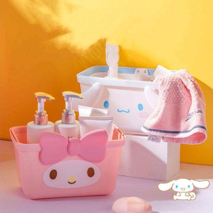 พร้อมส่ง-ตะกร้าคิตตี้-ตะกร้าmy-melody-ตะกร้าใส่ของลายการ์ตูนsanrio-น่ารัก-แข็งแรง-ไซส์9นิ้ว-ตะกร้าพลาสติก-ตะกร้าเก็บของ