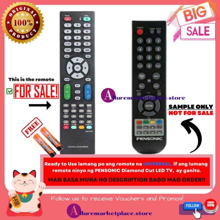 Ready to Use Universal TV Remote for PENSONIC Astron LED TV Diamond Cut