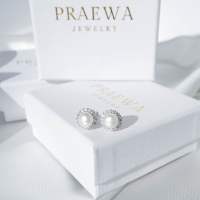 Praewa Jewelry - Classy Pearl earrings ต่างหูมุกแท้ เพชรสวิส