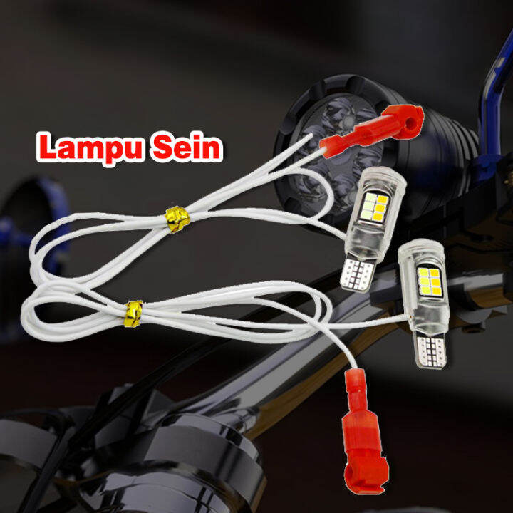Lampu Led T10 Dual Mode Warna (Putih Dan Kuning) Untuk MOTOR (SENJA