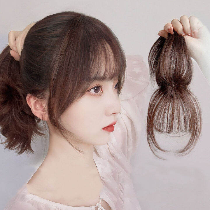 Women Seamless Fake Bangs Wig 3D Air Bangs Clip In Synthetic Hair