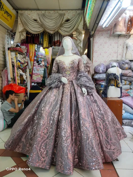 Pakaian Baju Gaun Pengantin Wedding Dress Mekar Gown Premium Lengan ...