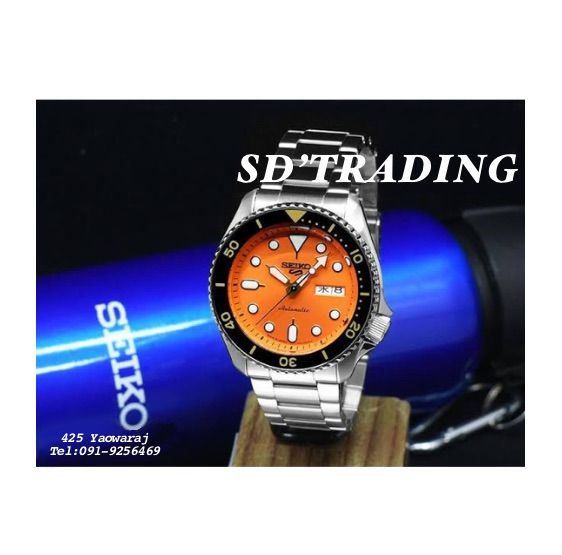 seiko-sports-5-automatic-นาฬิกาข้อมือผู้ชาย-หน้าปัดสีส้มขอบดำ-สายสแตนเลส-รุ่น-srpd59k1-ประกันศูนย์-1-ปี