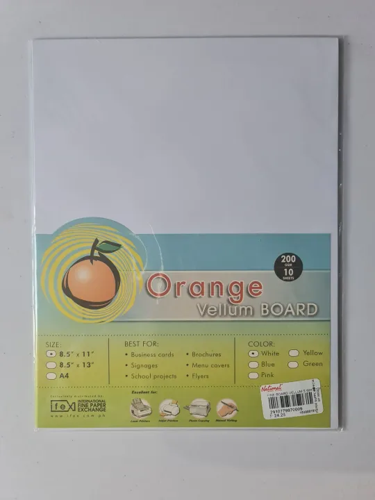 Orange Vellum Board (Short 8.5 x 11) (200 gsm) Lazada PH