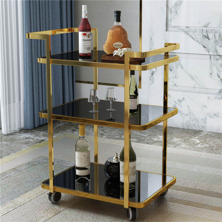 Stainless Steel Street Flusher Trolley Mobile Catering Cart Gold-Plated ...