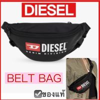 กระเป๋าคาดอก DIESEL สีดำ ใบเล็ก ของใหม่ พร้อมป้ายแท็ก แคร์การ์ด ของแท้ ดีเซล belt bag logo print รุ่น rinke สะพายคาดเอว