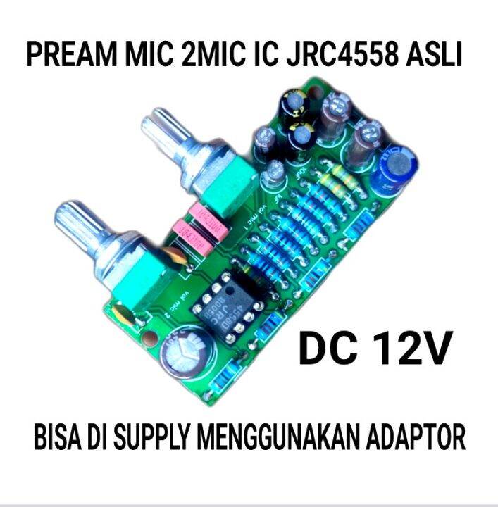 PreAmp mic 2mic 12v DC / Pre amp mic 12v singgle vcc Lazada Indonesia