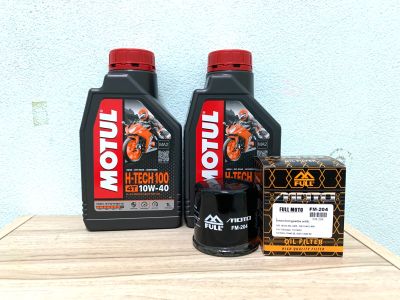 ชุดถ่ายน้ำมันเครื่อง R3 &amp; MT-03 Motul H-TECH 100สังเคราะแท้100% พร้อมกรองน้ำมันเครื่อง ครบชุด