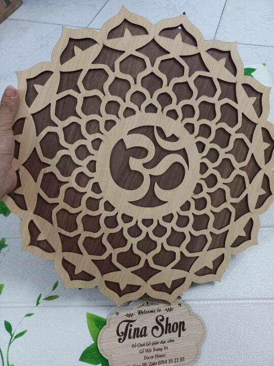 Tranh Gỗ Decor Đẹp- Họa tiết Mandala Chữ Om - Hoa Sen Đk60Cm ...