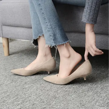 Ladies Court Shoes Pointed Kitten Heel Casual Work Office Dress Womens Size  New | eBay