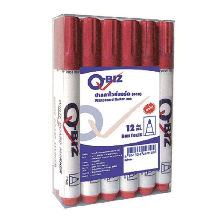 Q-BIZ คิวบิซ ปากกาไวท์บอร์ด สีแดง แพ็ค 12 ด้าม ปากกา