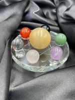 100% Natural stone 9 chakra plate for healing and meditation