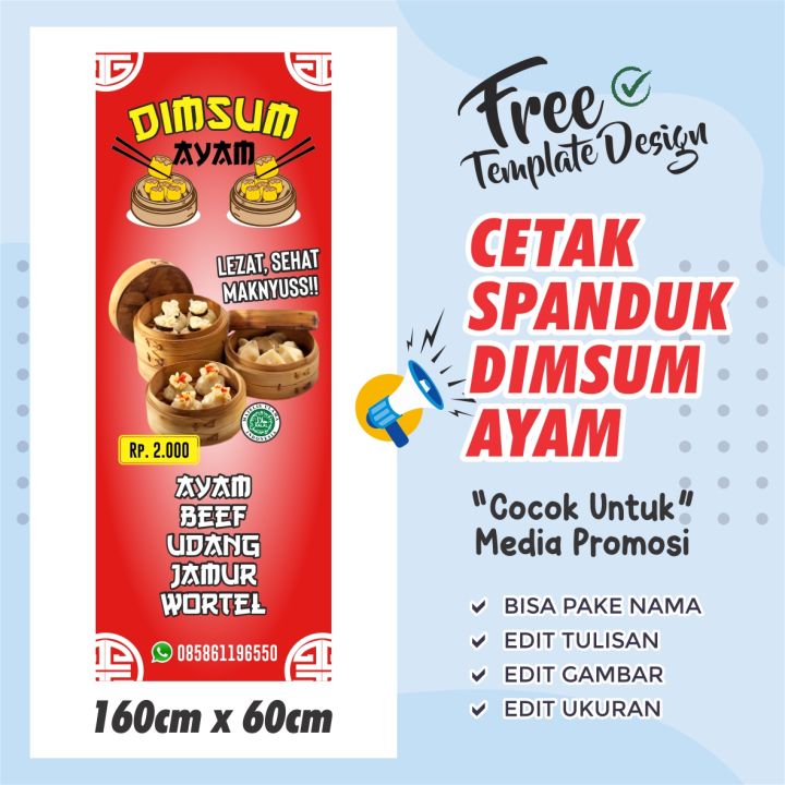 Banner Spanduk Dimsum 160 X 60 Cm Bisa Di Edit Lazada Indonesia