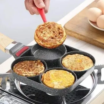 KEWEI Egg Frying Pan 3 Section 2 in 1 Divided Frying Grill Pan