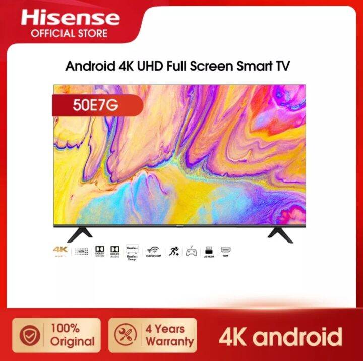 Hisense 50 inch Full Screen 4K UHD Android Smart TV-Bezelless Design ...