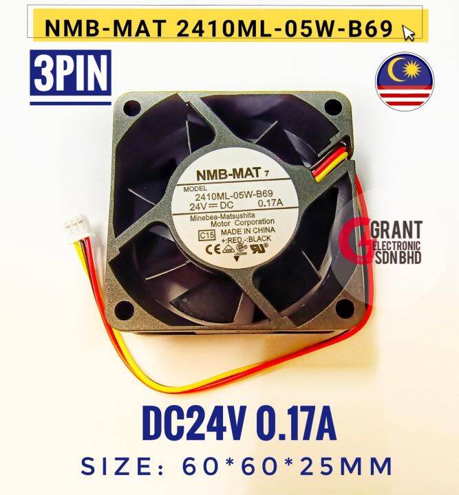 NMB-MAT 2410ML-05W-B69 DC24V 0.17A 3pin Cooling Fan 24VDC 3pin kipas 60 ...