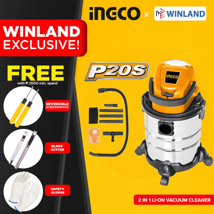 INGCO by Winland 2 in 1 LIION Vacuum Cleaner Blow & Vacuum Wet & Dry