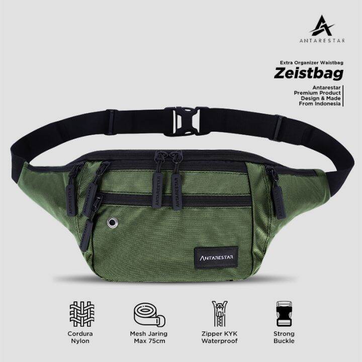 Tas Selempang Black Waist Bag Pria Distro Keren Tas Pinggang Waist Bag