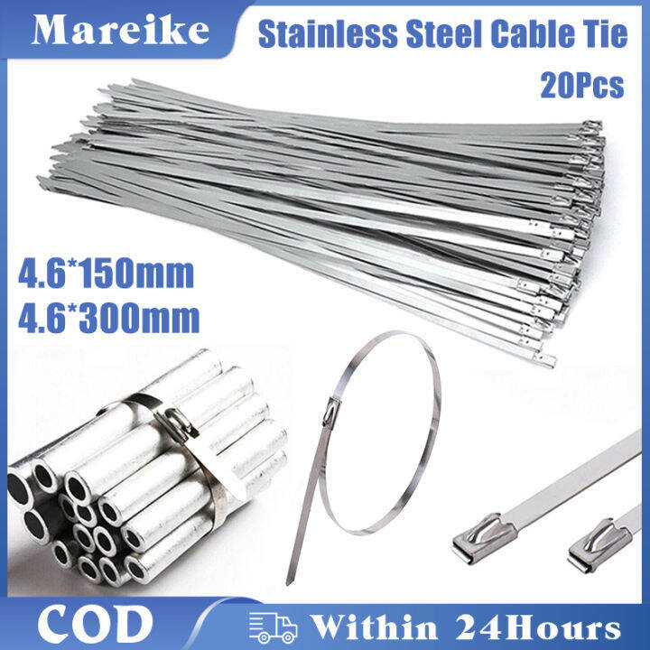 20Pcs Stainless Steel Cable Tie Metal Cable Tie Heavy Duty SelfLocking