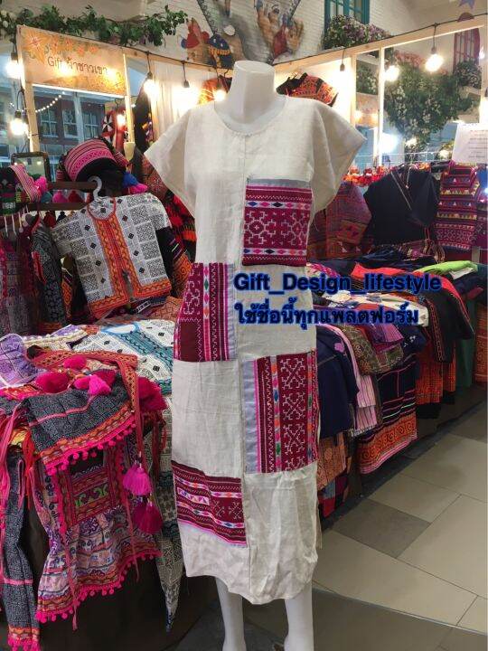 hmong-dress-เดรสใยกัญชงทอมือ-อก-48-ยาว-48-ราคา-2-500-บาท