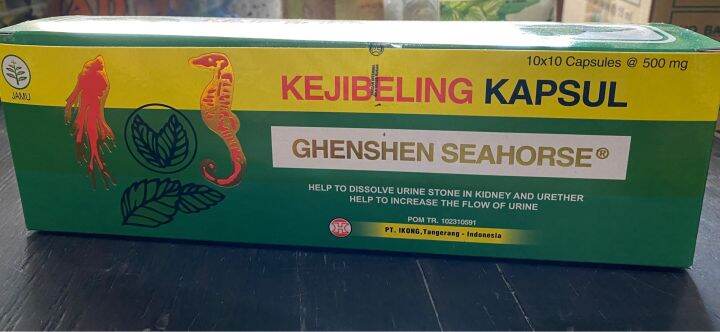 1 BOX Jamu Kejibeling Kapsul Ghenshen Seahorse Untuk Batu Ginjal ...