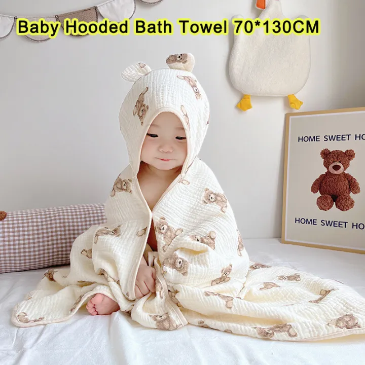 Cartoon Printed Kids Bath Towel Hoodie Towel Blanket - Breathable 4-layer  Cotton Newborn Wrappers 70*130CM | Lazada PH
