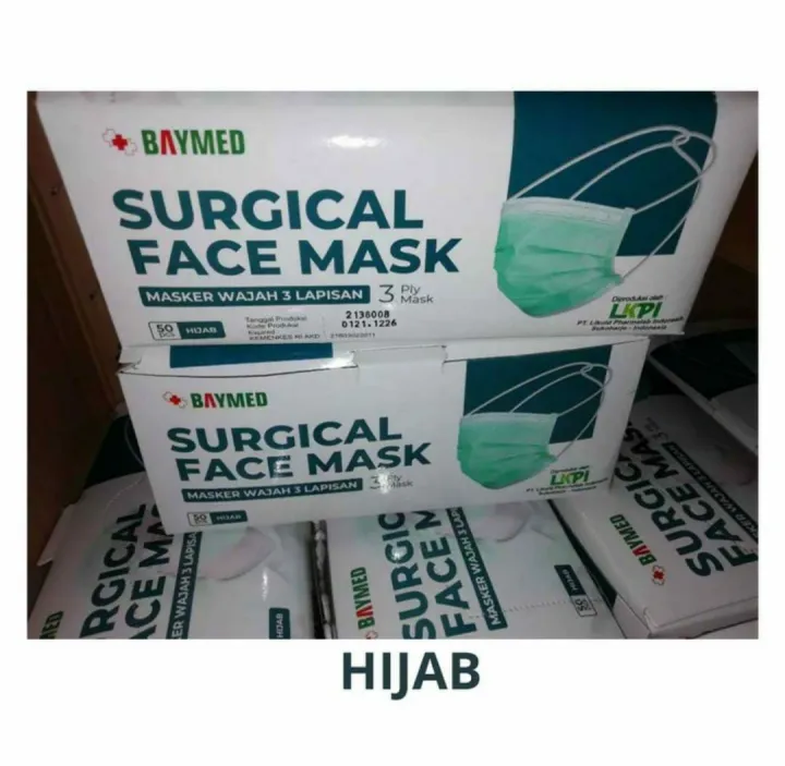 Masker Baymed Jilbab Isi 50pcs Masker Hijab Hijau Baymed Lazada