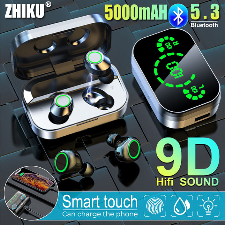 อัพเกรดใหม่สุดบลูทูธ 5.3】Zhiku หูฟังบลูทูธ เสียงใสเบสดี กันน้ำ Ipx7 หูฟังอินเอียร์  หูฟังสเตอริโอ หูฟัง Earphone Earbud True Wireless Bluetooth 5.3 V5.3 Ios ( หูฟังเบสหนัก หูฟังเล่นเกม หูฟงบลทธไร้สาย หูฟังเกมมิ่งหูฟังไร้สาย หูฟังออกกำลังกาย）  | Lazada.Co.Th