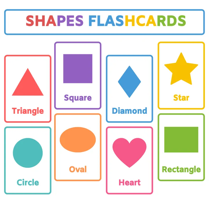 8Pcs SHAPES Flashcards, Laminated Flash cards for kids, toddlers ...