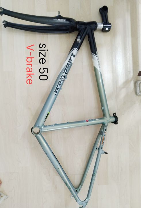 เฟรมอลูมิเนียม-จักรยาน-land-gear-ทัวร์ริ่ง-v-brake-size-50-เหมาะกับความสูง-164-178-ใช้กับวงล้อ700-ตระเกียบ-หน้า-carbon-สภาพสวย99-ไม่บุบไม่ร้าว-สี2k-เดิมๆ