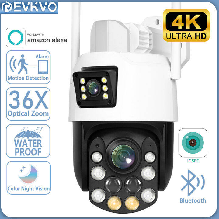 EVKVO 4K 8MP Dual Lens IP Camera WiFi Alexa Outdoor Dual Screen 36X ...