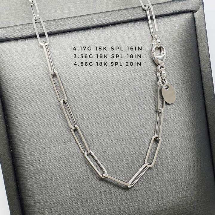 WHITE GOLD PAPER CLIP CHAIN 18K JAPAN GOLD PAWNABLE Lazada PH