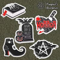 ?? พร้อมส่ง : เข็มกลัดเซ็ทฮาโลวีนและเพนทาแกรม | Halloween &amp; Pentagram Enamel Brooch Pin Set.