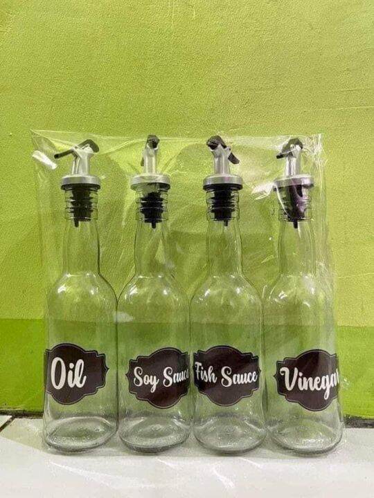 4in1 Condiments Bottle and Condiment Jar Set (4pcs) with labels Bottle